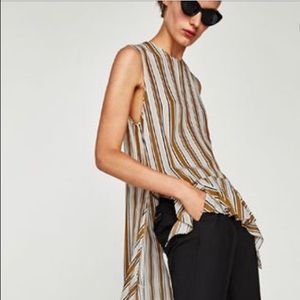 ZARA Asymmetrical Striped Blouse